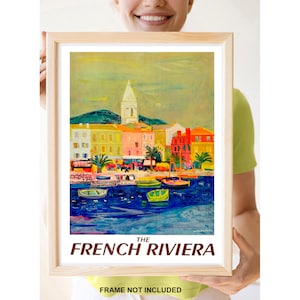 Reimpresión de un cartel de viaje antiguo a la Riviera francesa
