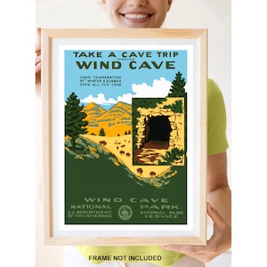 Reprint of a Vintage USNP Travel Poster to the Wind Caves, Montana