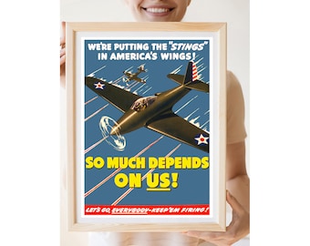 Sting in America's Wings - Reprint of a WWII US Propaganda Poster