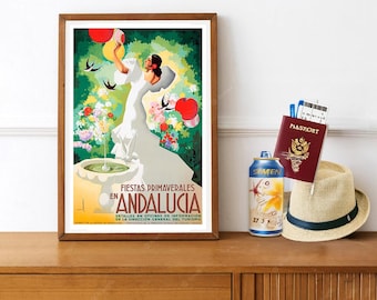 Vintage  Travel Poster to Andalucia, Spain