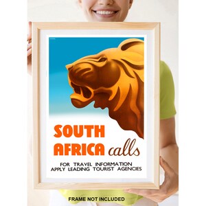 Reimpresión del cartel de viajes antiguo: Sudáfrica llama