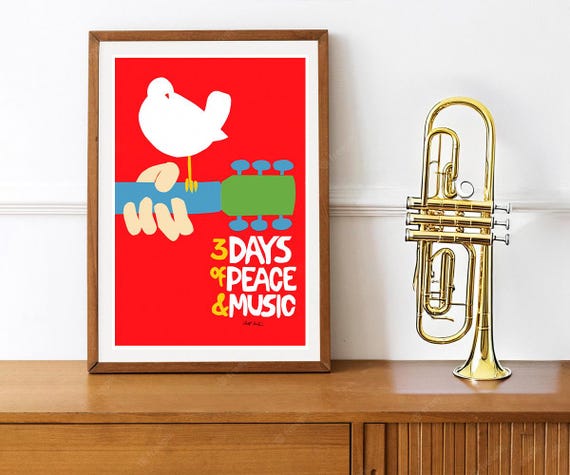 1969年のウッドストック・フェスティバルのポスターの復刻版 - Etsy 日本