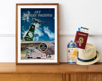 Reprint of a Vintage Airline Travel Poster - Cathay Pacific - Etsy