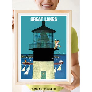 Reprint of a Vintage Travel Poster to the Great Lakes