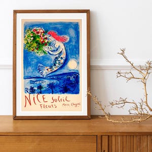 Herdruk van een vintage Franse tentoonstellingsposter uit 1960 voor werken van Chigall