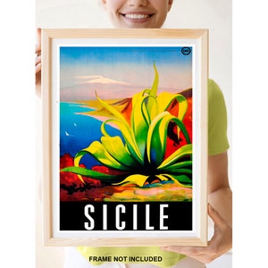 Reprint of the Vintage Italian Travel Poster to Sicily