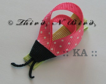 LadyBug Hair Clip Ribbon Sculpture Instructions