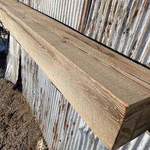 Distressed Fireplace Mantel Beam #4987, Rustic Barnwood, Hewn, Resawn, Fir, Natural, Kiln Dried, Free Shipping