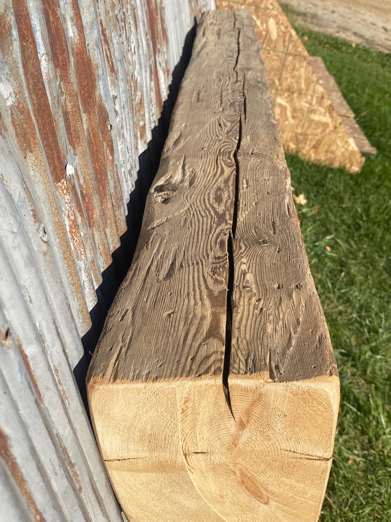 Distressed Pine Barn Wood Fireplace Mantel Beam, Rustic Floating Shelf ...