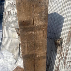 Barn Beam Side Table, Antique Barnwood Pedestal, Distressed Rustic Decor, Reclaimed Plant Stand, Pine, Natural, Free Shipping #141