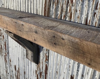 Reclaimed Barn Wood Fireplace Mantel, Distressed Rustic Beam, 84 Inches, #5054