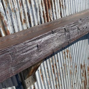 Distressed Pine Fireplace Mantel, Rustic Barn Wood Beam, Cherry Stain w/Poly Sealer, #4939