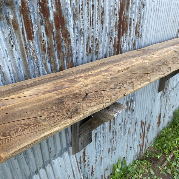 Beam #4859, Rustic Beam Mantel, Hewn, Fir, Natural, Kiln Dried