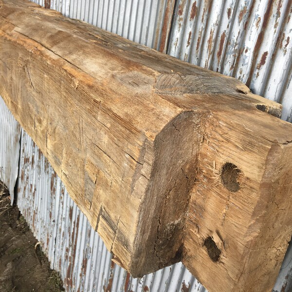 Beam #4001, Reclaimed Barn Beam Mantel/Shelf, Hand Hewn, Unfinished, Free Shipping!