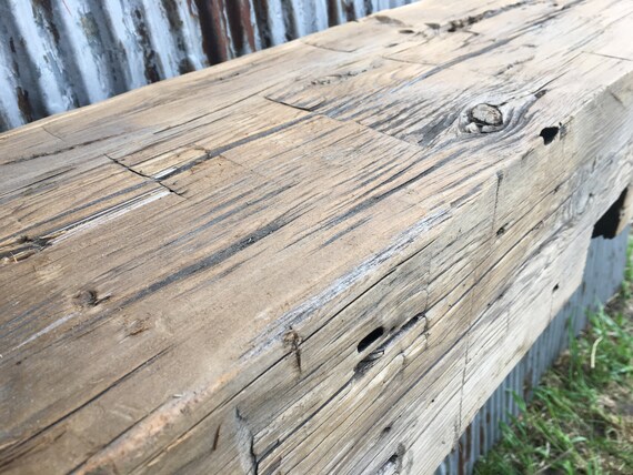 Beam 5009 Antique Barn Wood Mantel Hand Hewn Heavy Free Etsy