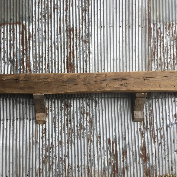 Beam #4028, Reclaimed Barn Beam Mantel/Shelf, Hand Hewn, Ash, Unfinished, Free Shipping!