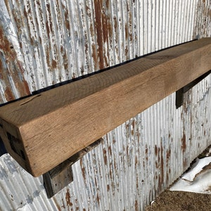 Beam #4952, Rustic Beam Mantel, Sawn Oak, Natural