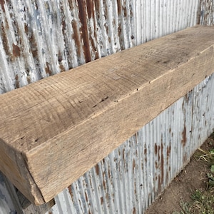 Distressed Fireplace Mantle, Reclaimed Beam Mantel, Rustic Floating Shelf, Chunky Farmhouse Wall Decor,  Barnwood, Free Shipping, Beam #5026