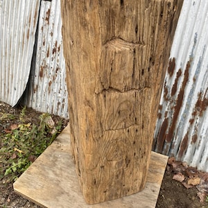 Rustic Beam Side Table, Antique Barnwood Pedestal, Distressed Rustic Decor, Reclaimed Plant Stand, Handhewn, Natural, Free Shipping #137