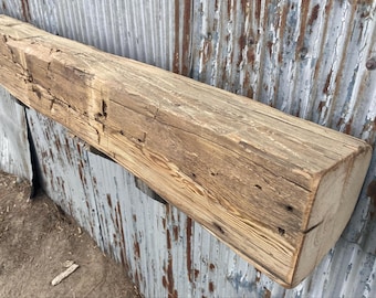 Distressed Fireplace Mantel, Rustic Floating Shelf, Reclaimed Barn Wood Beam, #5087