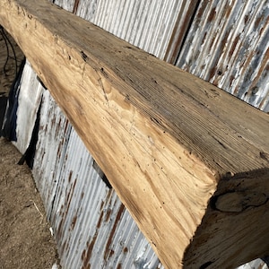 Fireplace Mantle, Reclaimed Wood, Rustic Decor, Beam #4967, Rustic Beam Mantel, Hewn, Resawn, Poplar, Natural, Kiln Dried
