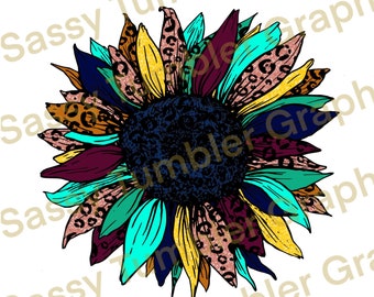Bold Leopard Sunflower PNG, waterslide digital graphics, sublimation graphics, PNG files, digital download