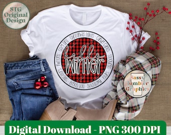 ORIGINAL DESIGNER Hello Winter PNG, Winter Favorites png, Christmas png, Sublimation Graphics, Tumbler Graphics