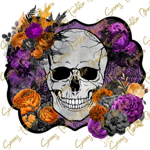 Floral Halloween Skull PNG, Halloween png, Halloween Skull png, Fall png,waterslide files,sublimation graphics,tumbler graphic