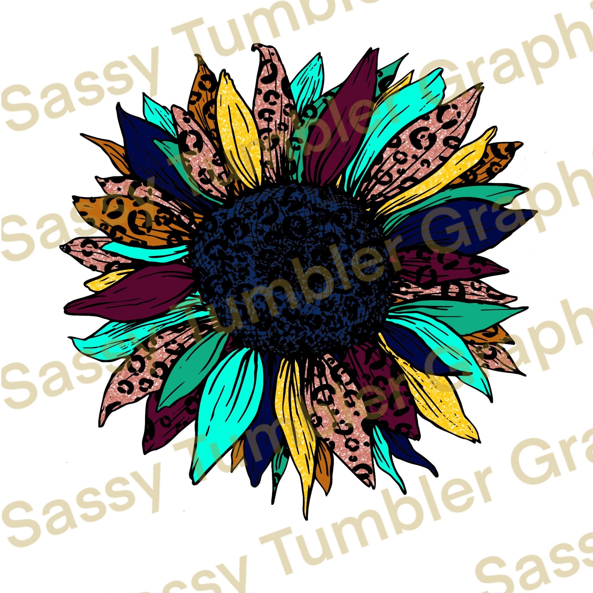 Bold Leopard Sunflower PNG Waterslide Digital Graphics - Etsy