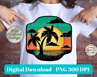 Beach Sunset PNG | Sunset Painting Sublimation Graphics | Tumbler Graphics