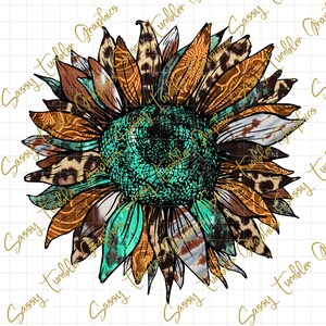Western Leopard Sunflower PNG, waterslide digital graphics, sublimation graphics, PNG files, digital download