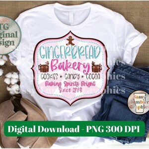 Gingerbread Bakery Label Sublimation PNG | Christmas Sublimation Design