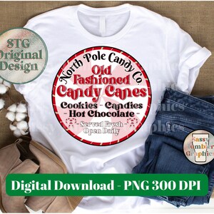 Old Fashioned Candy Canes Label Christmas PNG | Sublimation Design