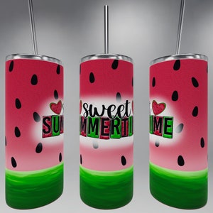 20oz Skinny Straight Tumbler Wrap PNG, Sweet Summertime Watermelon Wrap PNG, Tumbler Wrap, Summer PNG, Sublimation Tumbler design