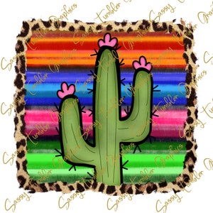 PNG Hand Drawn Serape Cactus, waterslide files, sublimation graphics, tumbler graphics