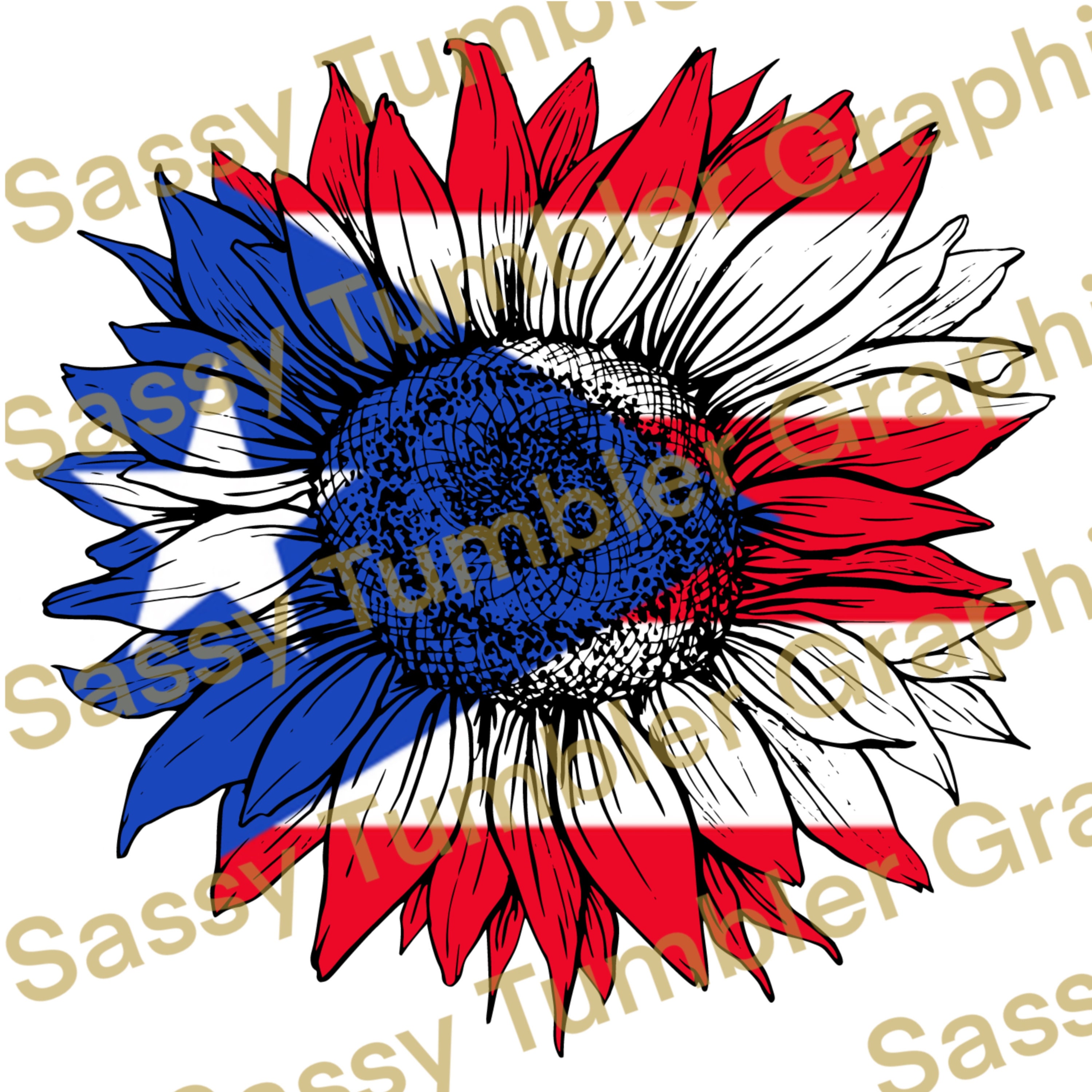 Puerto Rican Flag Sunflower PNG Waterslide Digital Graphics - Etsy