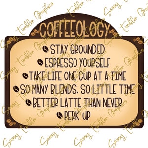 Coffeeology PNG, Coffee PNG grafica digitale scivolo d'acqua, grafica a sublimazione, file PNG, download digitale