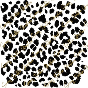 May include: Black and white leopard print pattern. The pattern is seamless and can be used for a variety of projects, such as fabric, wallpaper, or wrapping paper.