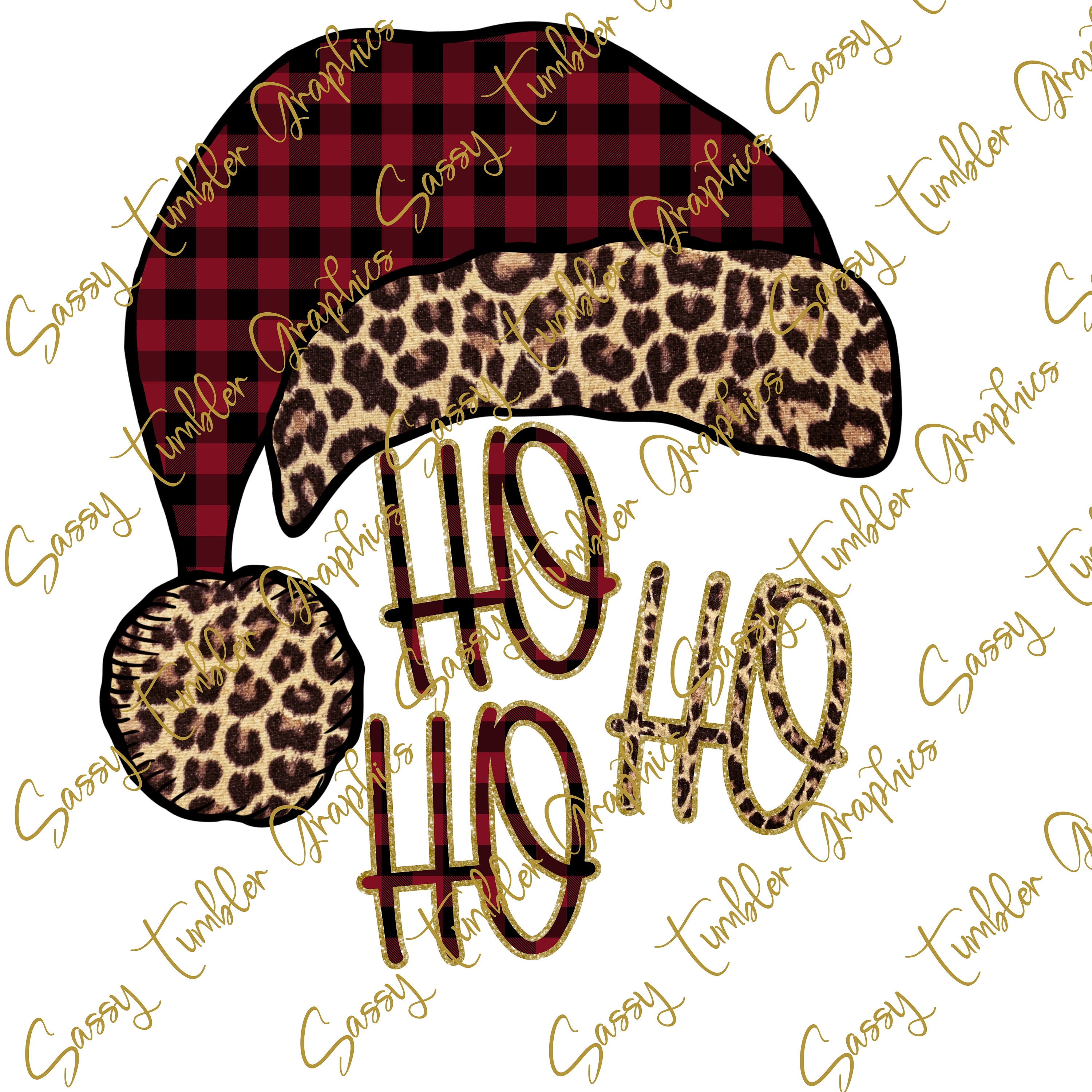PNG Buffalo Plaid Leopard Christmas Hat Ho Ho Ho Christmas - Etsy