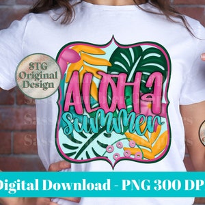 Aloha Summer Tropical PNG | Letnia grafika sublimacyjna | Grafika Tumbler