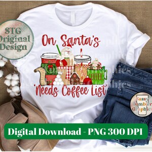 Op de koffielijst van de kerstman kerstkoffie PNG | Kerst koffie PNG | Kerstmis PNG