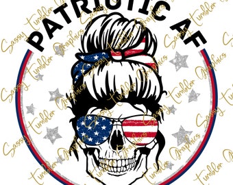 ORIGINAL DESIGNER PNG Patriotic af Skull png, 4th of July png, summer png, waterslide files, sublimation graphics, tumbler graphics