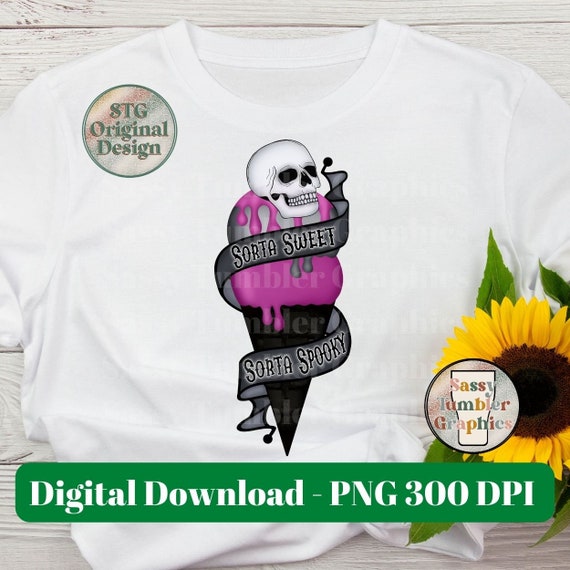 Sorta Sweet Sorta Spooky PNG, Skull Halloween Png, Skull Ice Cream, Horror png, Fall png,waterslide files,sublimation graphics