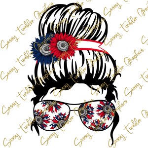 Original Designer American Sunflower Bun PNG, 4 juli, digitale waterglijbaanafbeeldingen, sublimatieafbeeldingen, png-bestanden, digitale download