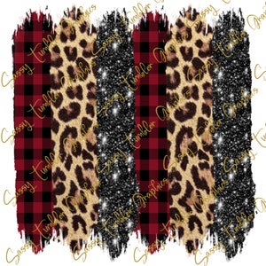 PNG Christmas Buffalo Plaid Leopard Brush Strokes Background PNG,sublimation, waterslide files, sublimation graphics, tumbler graphics