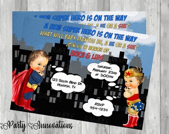 Printable Superhero Gender Reveal Party Invitation