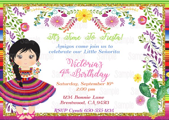 printable fiesta invitation mexican birthday party invitation etsy