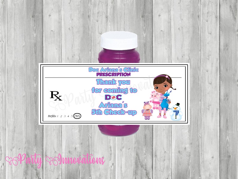 Printable Document McStuffins Bubble Bottle Labels photo relating to Doc Mcstuffins Printable Labels named Printable Document McStuffins Bubble Bottle Labels