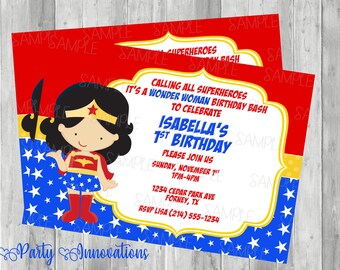 Printable Wonder Woman Birthday Party Invitation