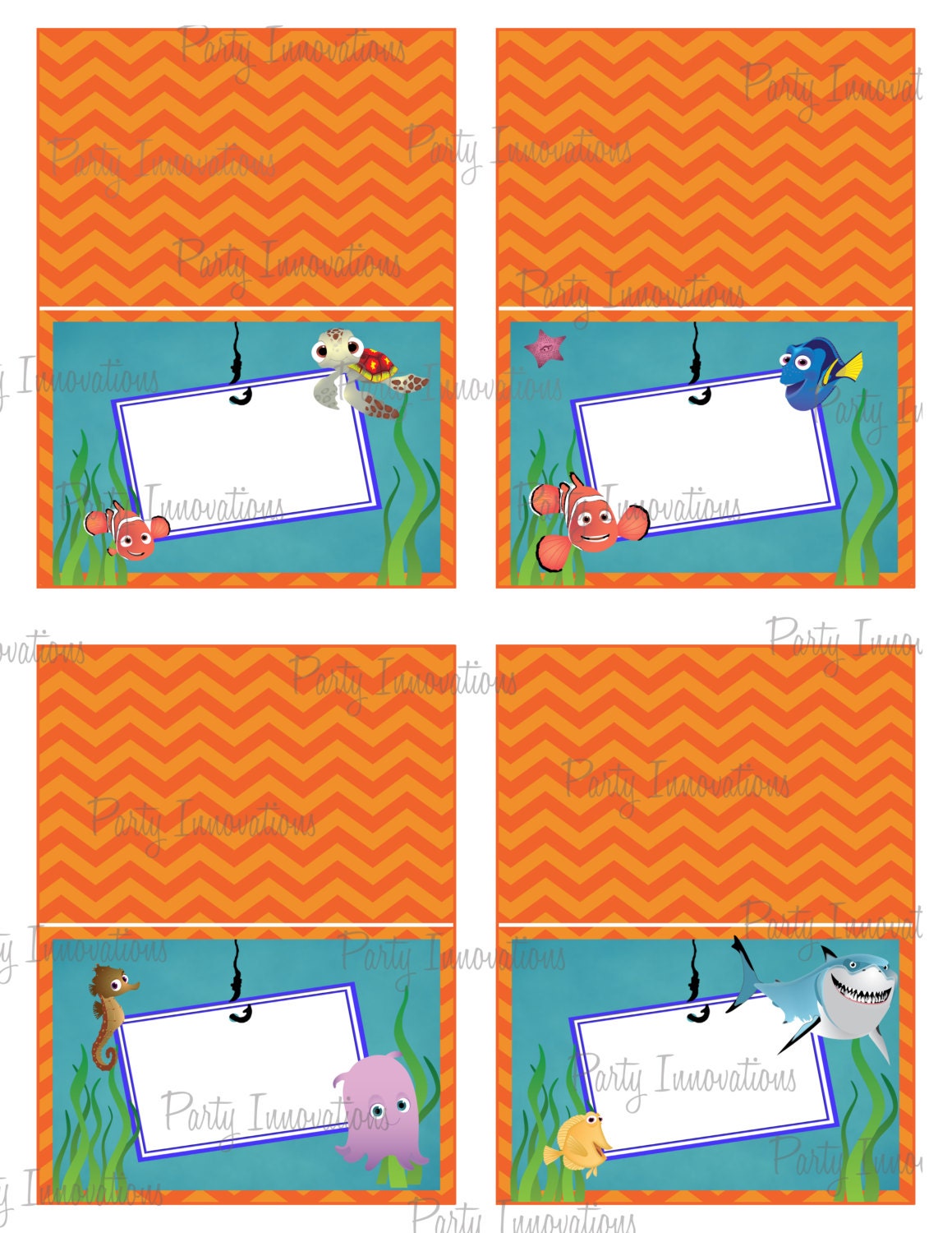 Instant Download Printable Finding Nemo Food Tent Cards | Etsy